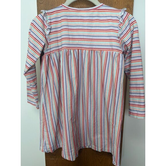James & Lottie Girls Striped Dress Ruffle Detail Sz 10 Rainbow Fall School READ - Picture 7 of 8